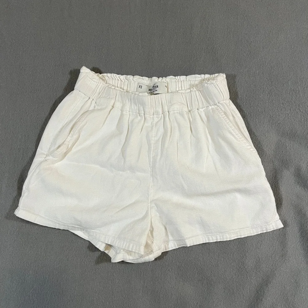 Hollister White Ultra High Rise Linen Shorts Women's XS Summer Blend - Picture 1 of 8